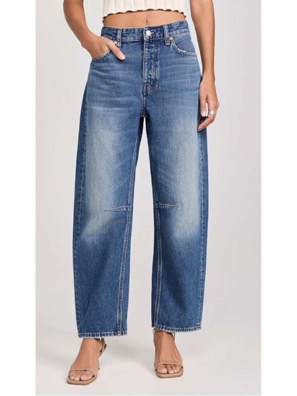 Madewell Jeans The Darted Barrel Leg High Rise Boho Western Blue 27